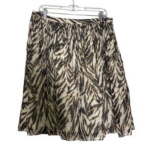 Talbots A-Line Animal Print Skirt Brown and Cream Size 1XP / 14WP Pleated NWT